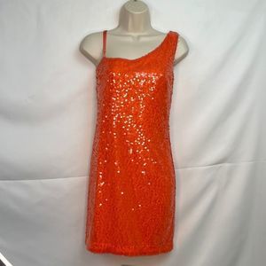 Speechless Orange Sequined event dress size large EUC